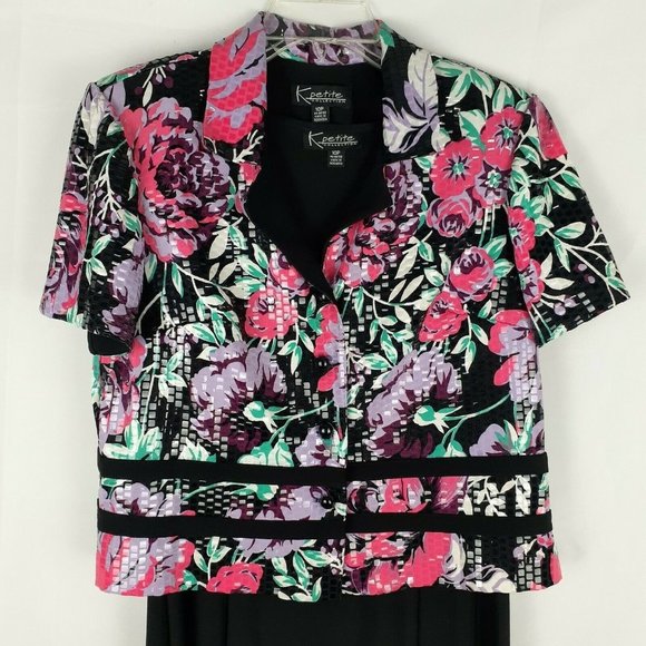 K Petite Collection Black Secretary Dress with Blazer ~ Sz 10P ~ Knee Length - Picture 4 of 12